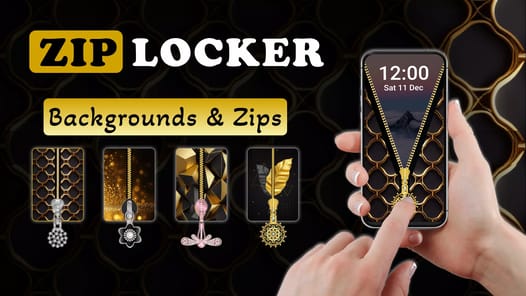Screen Lock – Gold Zip Locker APK screenshot 1