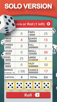 Yazy the best yatzy dice game APK screenshot 1