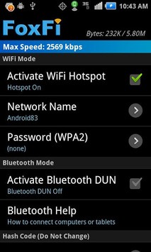 FoxFi (WiFi Tether w/o Root) APK screenshot 1