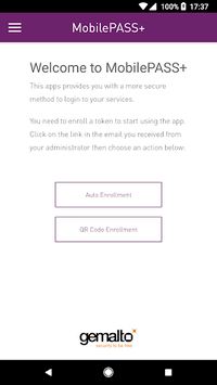 SafeNet MobilePASS+ APK screenshot 1