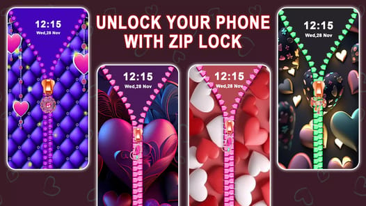 Heart Zipper Screen Lock App APK screenshot 1