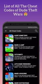Dude Theft Wars, Cheat Codes APK screenshot 1