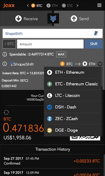Jaxx Blockchain Wallet APK screenshot 1