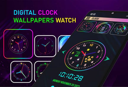 Neon Digital Clock Smart Watch APK screenshot 1
