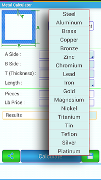 Metal Weight Calculator APK screenshot 1