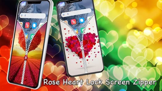 Rose Heart Lock Screen Zipper APK screenshot 1