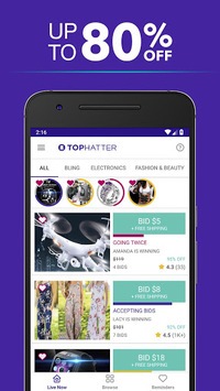 Tophatter: Fun Deals, Shopping Offers & Savings APK screenshot 1 Tophatter: Fun Deals, Shopping Offers & Savings APK screenshot 1
