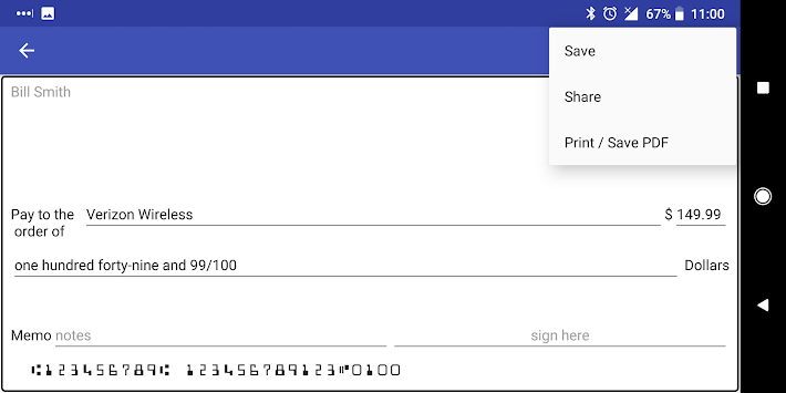 Check Writer 2.0 - Print Your Checks at Home APK screenshot 1